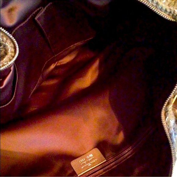 Salvatore Ferragamo Authentic Brown Mink. Grey Knit. Leather Trim Bag - Picture 14 of 14